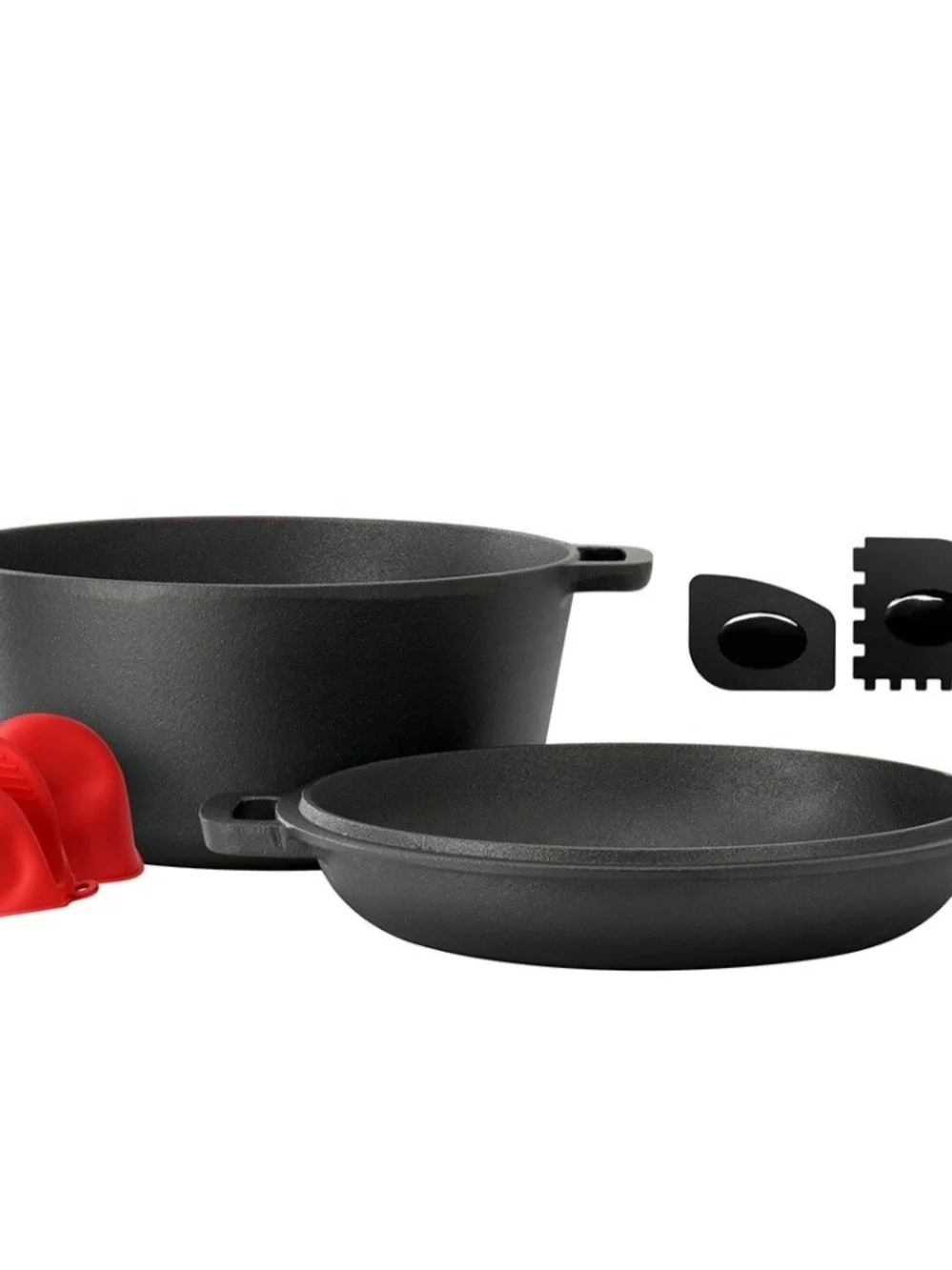 Black Cast Iron Dutch Oven - Versatile Stockpot for Stovetop & Oven